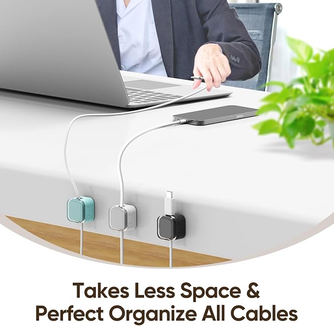 9-Pack Magnetic Cord Holder，Magnetic Cable Clips Strong Adhesive Desk Cable Management ，Cable Management Cord Holder Organizer for Home Office Desk Phone Car Wall Desktop Nightstand (Black)