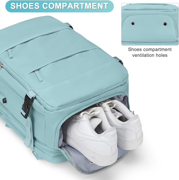 coofay Expandable Backpack For Traveling On Airplane Travel Backpack For Women Men Airline Approved Carry On Bags For Airplanes Gym Bag With Shoe Compartment Waterproof Hiking Backpack Essentials