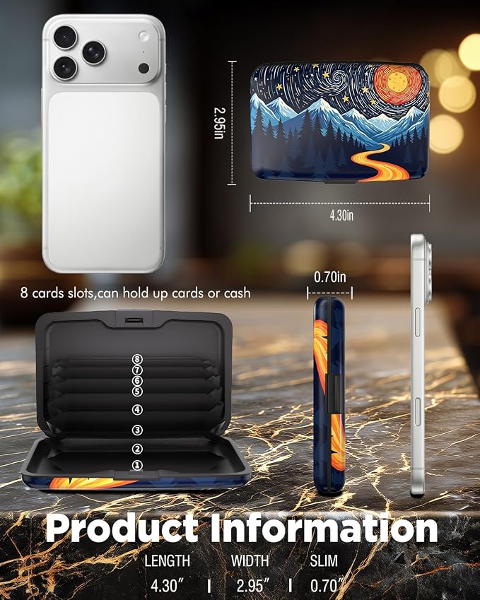 Maicican RFID Blocking Aluminum Credit Card Holder | Slim Metal Wallet for Women & Men, Business Card Case for Travel, Fits Front Pocket, Card holder wallet - Sun