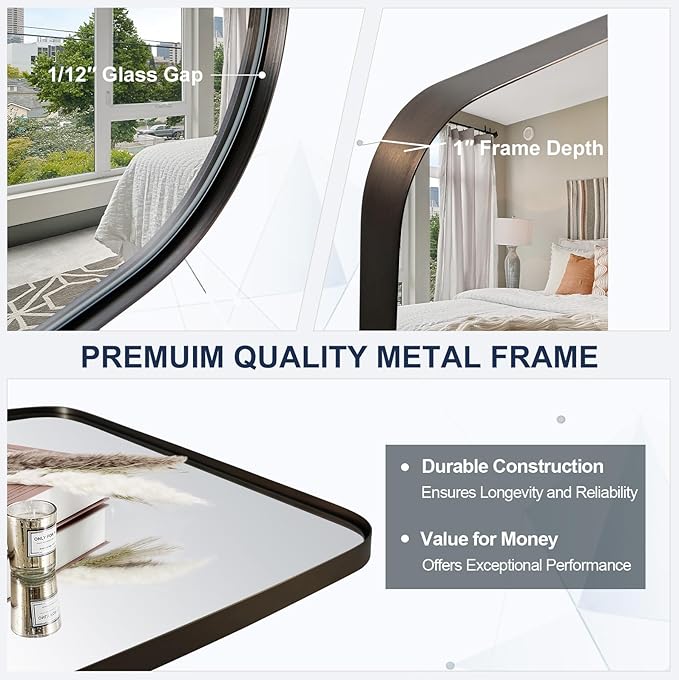 ANDY STAR Brushed Bronze Bathroom Mirror, 22x30 Oblong Mirror with Stainless Steel Metal Frame, Oval Vanity Mirror for Over Sink, Modern Anti Rust Wall Mounted