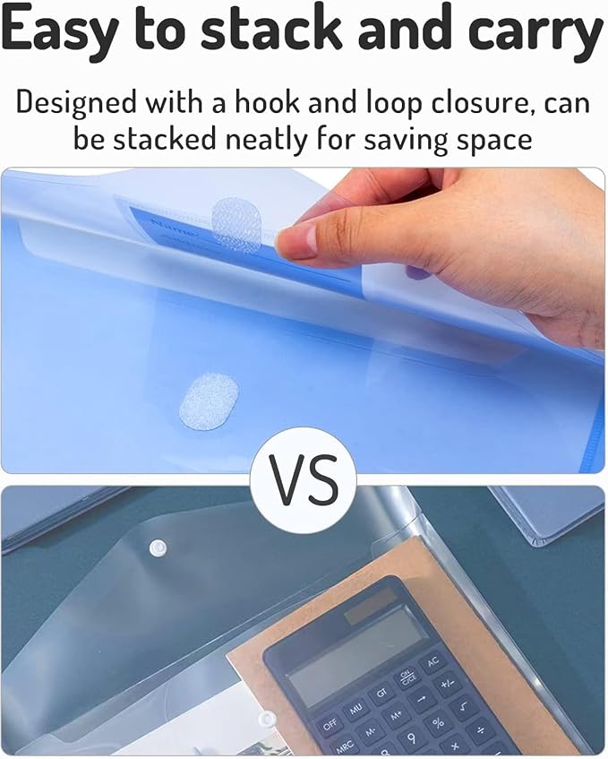 Forvencer Binder Pocket, 5 Pack Super Heavyweight Poly Binder Pocket with Tight Closure, Binder Folders Side Loading, 3 Ring, Binder Dividers with Pockets, Letter Size, Assorted Colors