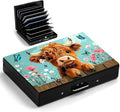 Highland Cow Metal Wallet Credit Card Protector Case Equipped RFID Blocking | with Pop-Up Button Slim Business Cards Holder Aluminum Cards Case Exclusive Butterfly and Highland Cow Gifts for Women Men
