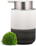 EMPO Ceramic Embossed Press Foam Hand Soap Dispenser - 300ml Large Capacity Facial Cleansing Bottle and Liquid Soap Dispenser for Kitchen Bathroom with Mousse Lotion Pump (White)
