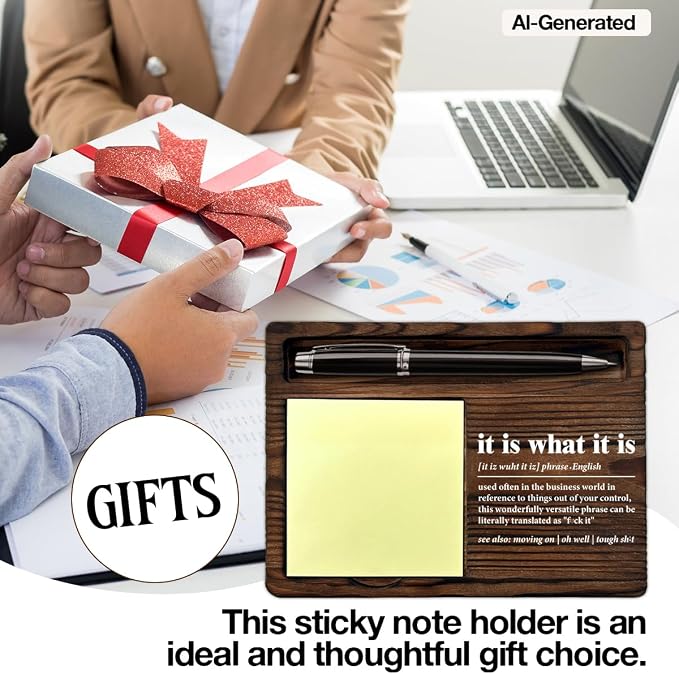 Funny Office Sticky Note Holder Gifts for Coworkers Work Bestie Boss Colleagues It is What It is Definition Self-Stick Note Pad Holders Home Office Decor