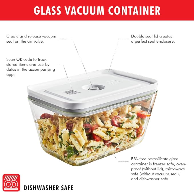 Zwilling Fresh & Save Vacuum Sealer Marchine Starter Set, 6pc | Keeps meal prep fresh up to 5X longer. Airtight Sealing Reduces Food Waste, Ideal for Sous Vide, Meal Prep and Every Day Use.