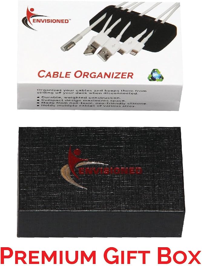 Heaviest Cable Organizer on the Market! Compact and Weighted Desktop Cord Holder and Cable Organizer, Eco-Friendly Silicone, No Bad Smell, Bundled with 4 Reusable Cable Ties! (White)