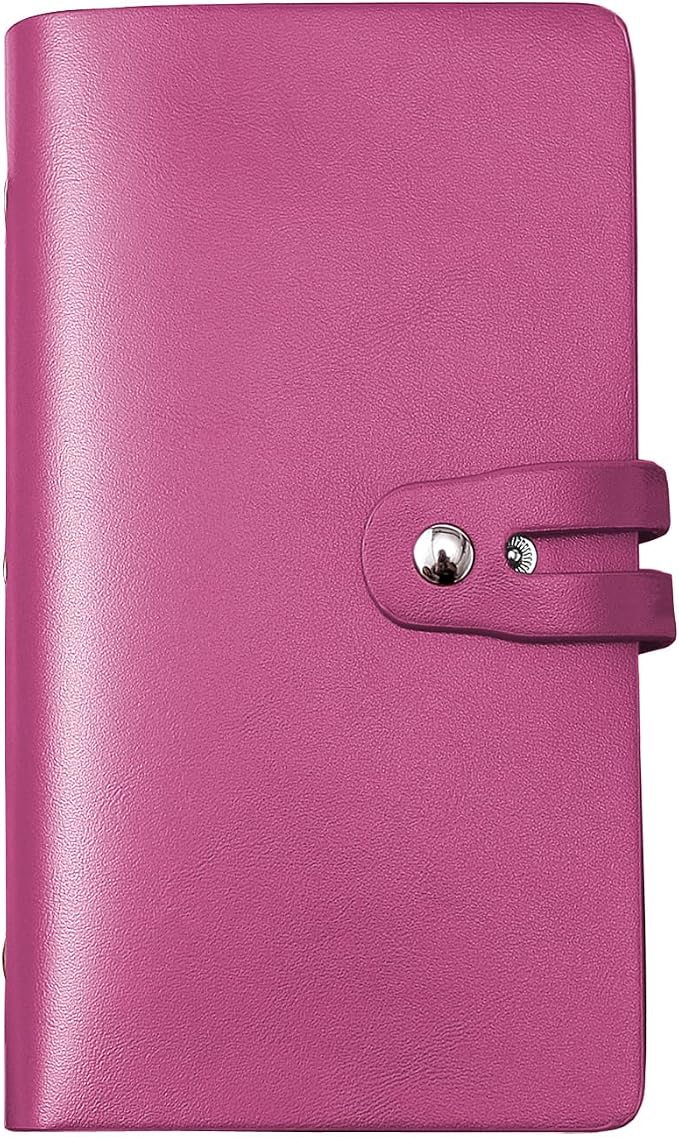 RFID Credit Card Holder, Leather Business Card Organizer with 96 Card Slots, Credit Card Case for Managing Your Different Cards and Important Documents to Prevent Loss or Damage (Rose Red)