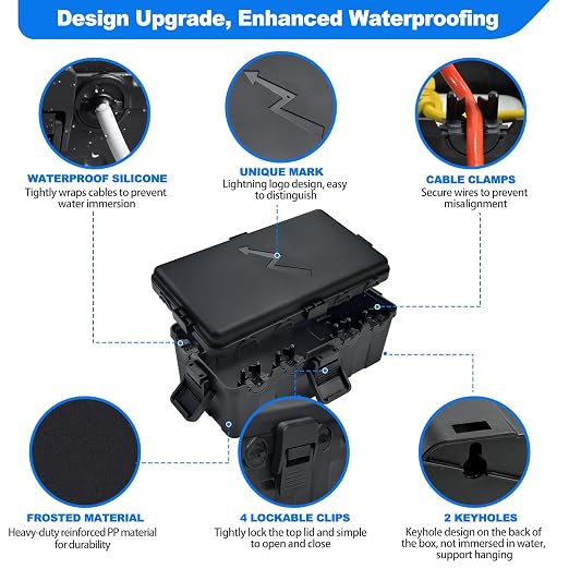 Hrensaw Medium Outdoor Electrical Box(10.6x5.5x4.5inch),IP54 Waterproof Extension Cord Cover w/6 Cable Entry,Weatherproof Connection Box Protect Power Strip,Timer,Plug,Holiday Lights,Black