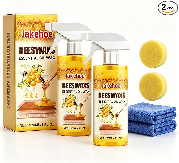 Beeswax Wood Polish Spray,Beeswax Essential Oil Wax, Natural Essential Oil Wax Cleaner for Furniture, Floors, Living Rooms, Kitchens