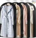 4 pack 60" Clear Garment Bags for Hanging Clothes, Suit Bags for Closet Storage, Clothing Storage, Garment Bags for Travel Covers with 4" Gussets for Coats, Jackets, Shirts, Dresses & Sweater, Black