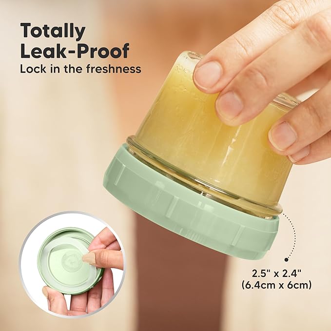 KeaBabies 12pk 4oz Glass Baby Food Containers with Lids, Leak-Proof (Sage) | Microwavable Small Glass Jars, Baby Purees, Toddler Snack Storage Containers, BPA-Free, Dishwasher-safe, Freezer Safe