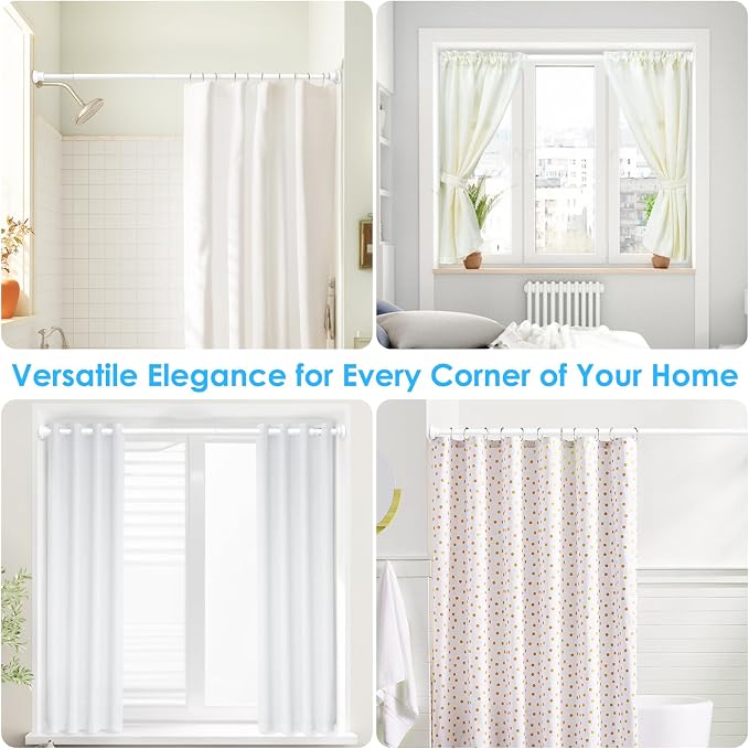 AIZESI Tension Shower Rod 29-63 Inch, 1 Inch Diameter White Tension Curtain Rod Adjustable Curtain Rod Non-Drilling, Anti-Slip Tension Rod, Anti-Rust Shower Curtain Rod