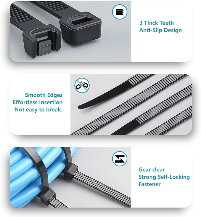 Small Zip Ties, Zip Ties 4 inch with 18 lb Tensile Strength, Black Cable ties, 1000 Pack, ANOSON