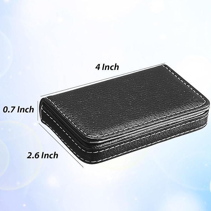 Outus 2 Pcs Business Card Holder, PU Leather Business Card Case Pocket Wallet with Magnetic Shut for Valentines Gift Adult(Black, Apricot)