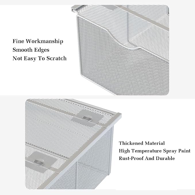 Pull Out Cabinet Storage Basket,Wardrobe Storage Organiser,Storage Under Shelf,No Punching Required,with 4 Hooks,for Kitchen Office Wardrobes Cupboard Storage(Black,33x29x17cm)