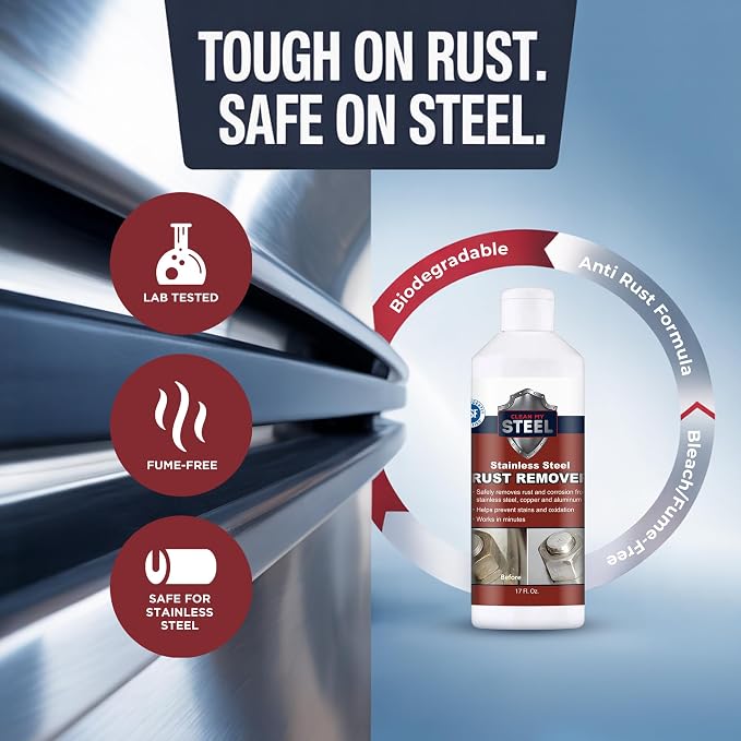 CLEAN MY STEEL Stainless Steel Rust Remover – Food Area Safe Cleaner, (1 Liter)