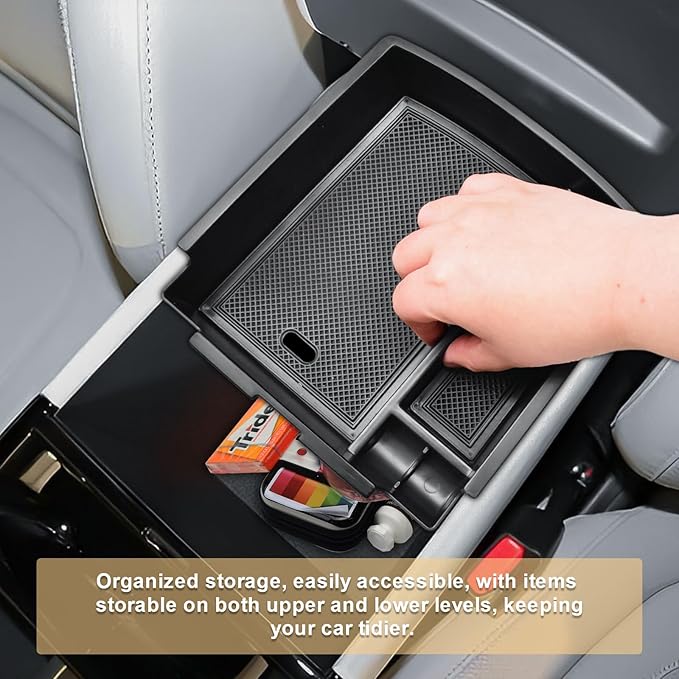 TACOBRO Custom-Fit Center Console Organizer Tray for 2025 2026 Hyundai Tucson Compatible with Gas Limited, Hybrid and Plug-in Hybrid Models, Fit Shift by Wire Mechanism on the Steering Column Only
