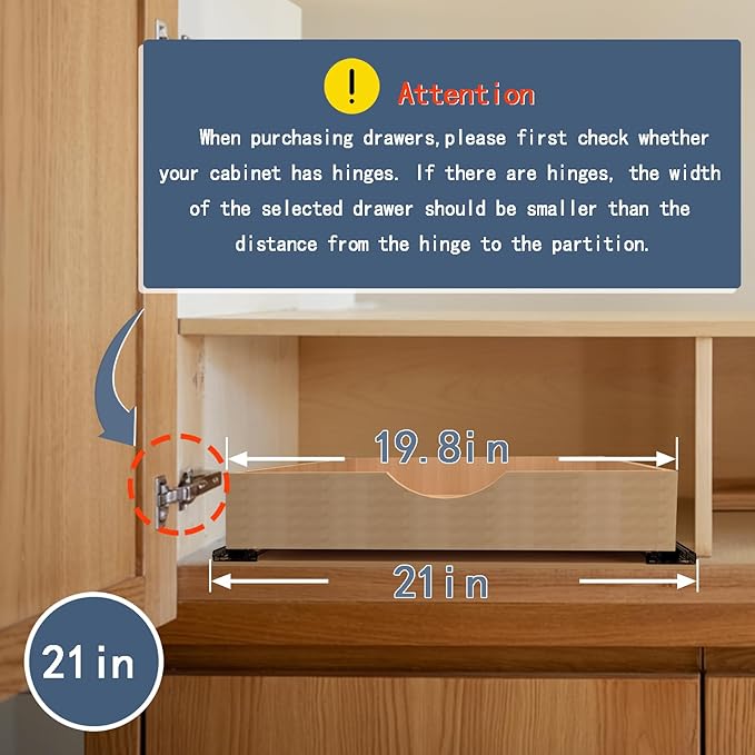Pull Out Cabinet Drawers - 6x2 Size Options (12-23'W,18-21'D), Pre-Assembled with Soft Close Slides, Solid Beechwood, Easy Installation (23'W x 21'D)