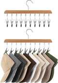 StorageWorks Hat Organizer 2 Pack, Wood Color Cap Hanger Rack with 10 Clips