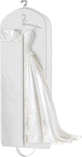 KEETDY Wedding Dress Garment Bag for Travel with 4" Gusseted Long Hanging Dress Bags for Gowns for Women Garment Cover Clothes Storage for Closet (white, 65 inch)