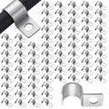 Yaocom 100 Pcs Silver Cable Wire Screw Clips 1/2 inch, Zinc Plated Steel Clamp Outdoor Cord Clips for Wall Mounting Wire Management