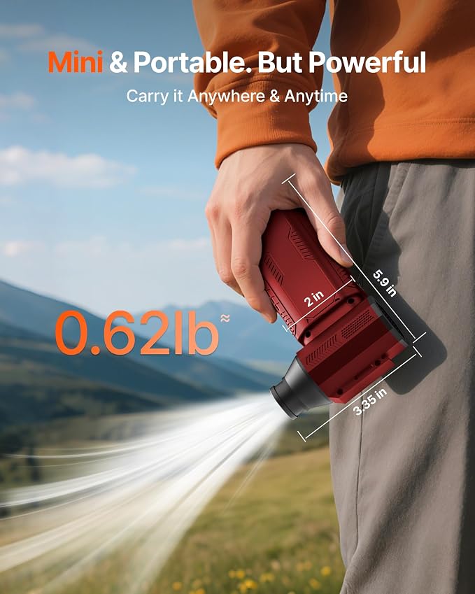Compressed Air Duster, 130,000RPM Ultra-Powerful Electric Air Duster | 8000mAh Rechargeable Battery Cordless Blower, 4-Gear Adjustable Air Blower for Keyboard, Computer, Car - Bright Red