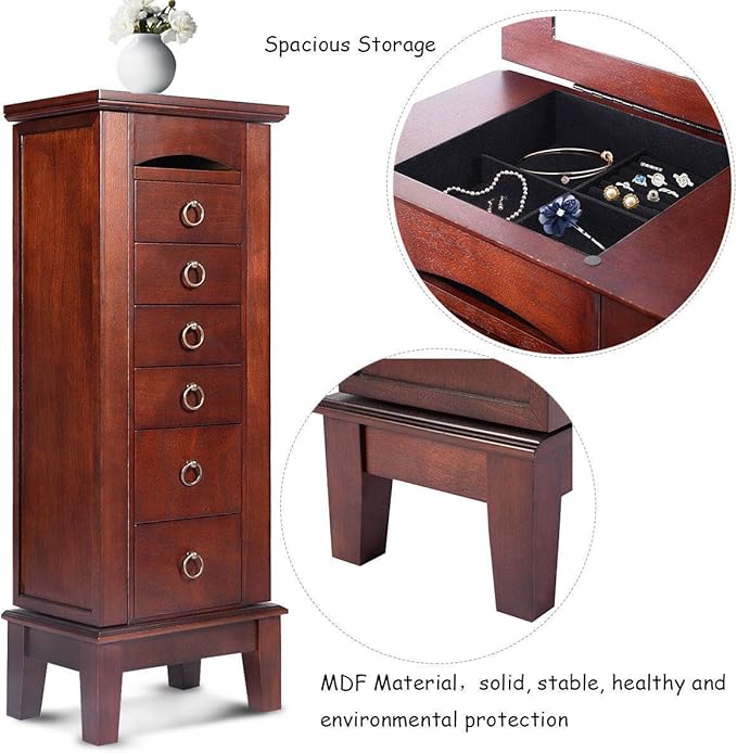 Cabinet Armoire Storage Box Chest-Stand Organizer Jewelry Wood