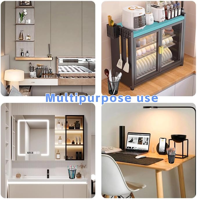 4 Packs Pen Holders, Mesh Pencil Holder Metal Pen Cup Black for Desk, Multifunctional Organizer for Office School Home Makeup Brush，Pencil Cup for Pen