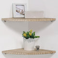 JORIKCHUO 10 inch Corner Wall Shelf, Set of 2 Solid Wood Corner Floating Shelves for Wall, Round End Wall Mounted Floating Corner Shelf for Bedroom, Living Room and Kitchen (Carbonized-10 inch)