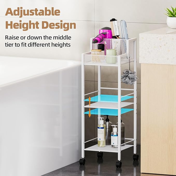 VITVITI Metal Hair Tool Organizer Shelf for Bathroom, 3 Tiers Hair Product Bathroom Cart Organizer Floor Stand, Curling Irons Straighteners Storage Makeup Organizers for Vanity (White Color)