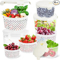 8 Pieces Airtight Fruit Storage Containers for Fridge with Air Circulation Vent, 4 Pack Round Produce Saver with Colander for Berry Lettuce Salad Vegetable Storage, Refrigerator Organizers -White