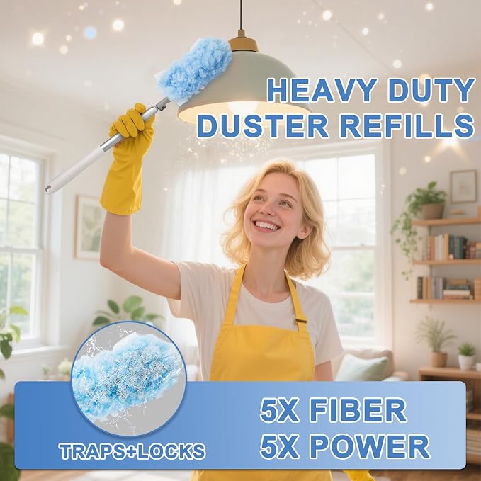 Duster Refill Kit with 6ft Super Extendable Handle for Swiffer, 40Pcs | 6ft Super Extendable Handle,Compatible with Swiffer, 360° Disposable Microfiber Dusting Pads