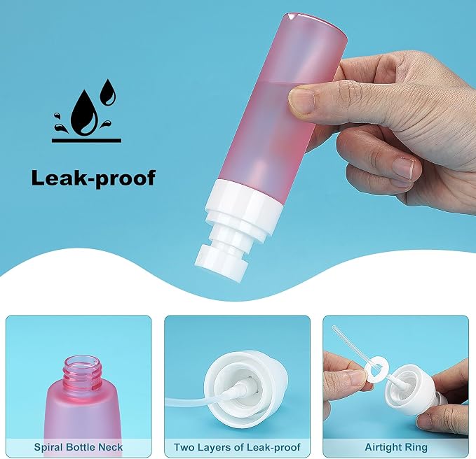Fine Mist Travel Spray Bottles, 3-Pack，2.2oz/65ml | Twist Caps, Seal Rings, Textured Grip, Refillable, TSA-Compliant