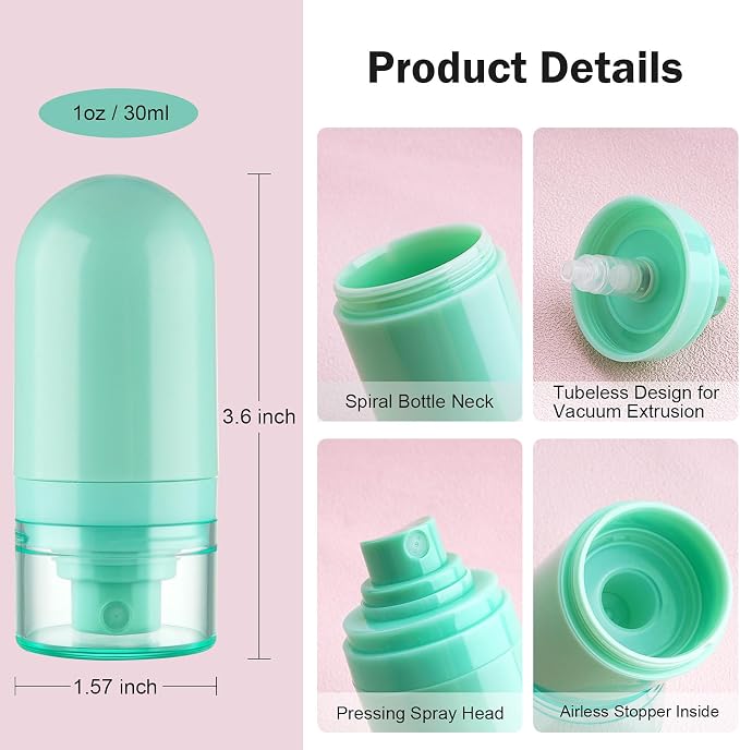 Cosywell Mini Fine Mist Spray Bottles TSA Approved 1oz/30ml 3 Pack Airless Spray Bottle Leak Proof Travel Spray Bottle Plastic Refillable Containers for Perfumes Skincare Water Cosmetics (3color)