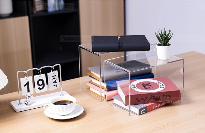 CLAY TONI 1-PC Large Clear 5mm Thick Acrylic Display Risers, 10.5x7x7 Inch | For Kitchen Organizer and Storage,Display Food, Pantry Cabinet Shelf, Retail Display