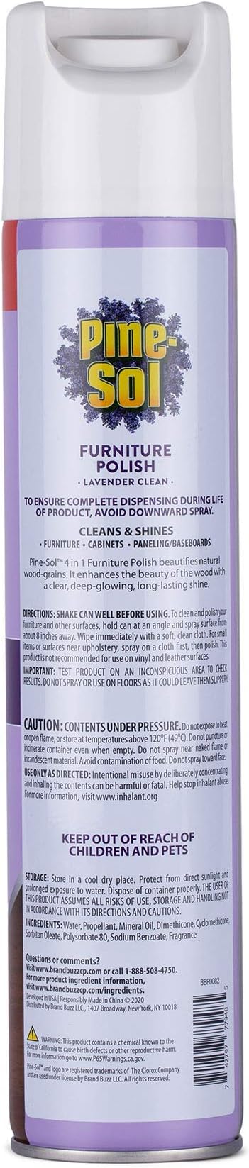 Pine-Sol Furniture Polish | Wood Furniture Polish Spray | Wood Polish Spray for Your Furniture Gives You A Powerful Clean You Can Trust | 12.7 Ounces, Fresh Lavender Scent - Pack of 6