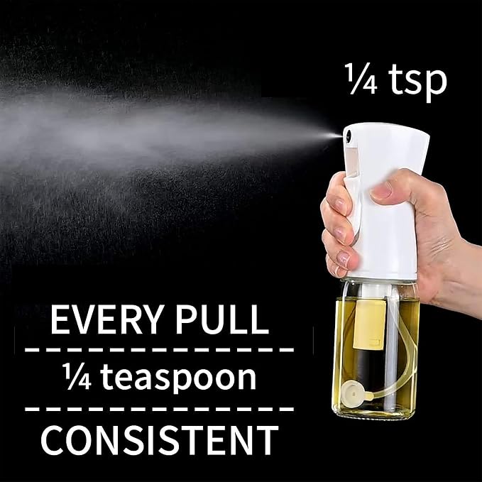 Oilve Oil Sprayer for Cooking - Glass Bottle Spray - 6.7 fl.oz | Fine Mist Mister for Air Fryer, Salad & BBQ Refillable Oil Dispenser for Healthy Meal Prep & Kitchen Organization