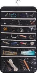 DIOMMELL Hanging Jewelry Organizer 47 Pockets with Zipper for Earrings Necklace Bracelet Ring Accessory Display Storage Bag Travel Holder Box