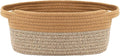 JMvicyroam Woven Basket,Small Rope Storage Bin with Handles & Ribbon Bag, Organizer for Shelves Closets,Gift Basket Empty for Birthday,Books,Dog Toys, Jute&Brown