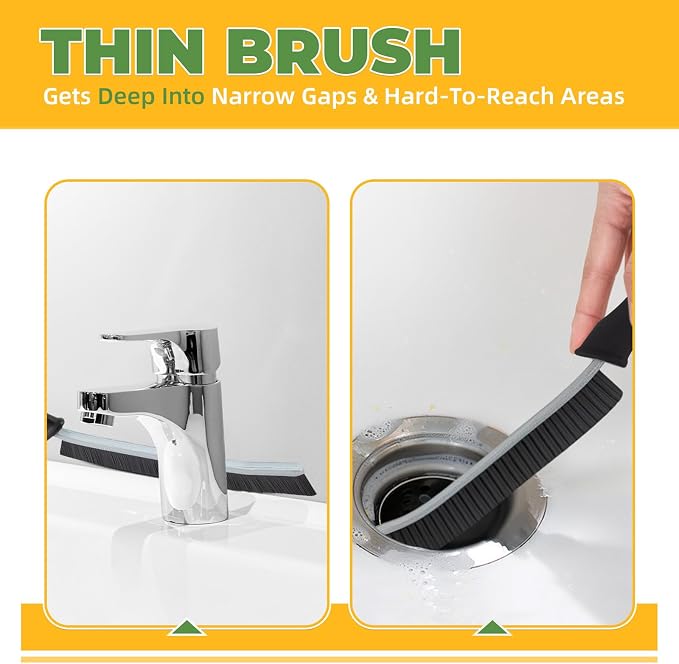 KMOSENIA Crevice Cleaning Brush, 3 Pack Hard Bristle Grout Brush | 3 pack narrow cleaning brushes with stiff bristles for grout, gaps, kitchens, bathrooms and tight spaces.