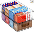 Stackable 2 Pack Snack Organizer for Pantry Shelf,Clear Pantry Organizers and Storage Bins for Fridge,Office,Cupboard,Plastic Pantry Snack Organizer For Breast Milk,Tea Bag,Food Storage Containers