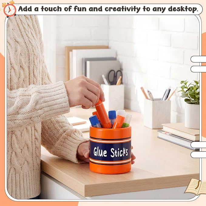 Tenceur 4.7x4.7 Inches Glue Stick Bucket for Teacher Desk Organizer Pencil Holder Bucket Plastic Large Capacity Desk Organizer for Teacher Classroom Craft Supply Storages
