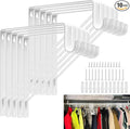 10PCS Heavy Duty Closet Rod Bracket, 11 x 11 Inch Closet Shelf Brackets,Supports 300 lbs,Wall Mount Closet Rod Supports Bracket Hook with Screws, Closet Rod Holders for Home and Closet Decor(White)