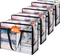 Lifewit 4 Pack Clear Clothes Storage Bags, 40L Plastic Blanket Storage Bag, Vinyl Foldable Moving Bags with Zipper, Closet Organizers and Storage Containers for Bedding, Duvet, Comforter