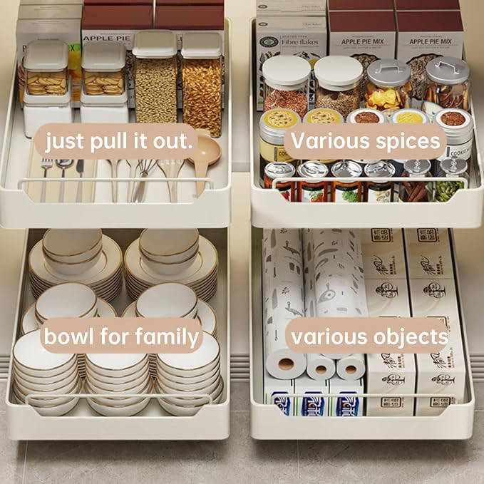 Garvee 15.7'' Pull Out Cabinet Organizer Fixed with Adhesive Durable Film,Sliding Drawers for Cabinets,No Drilling Required-Stainless Steel Material,Can Be Used for Cabinets, Bathroom Sinks