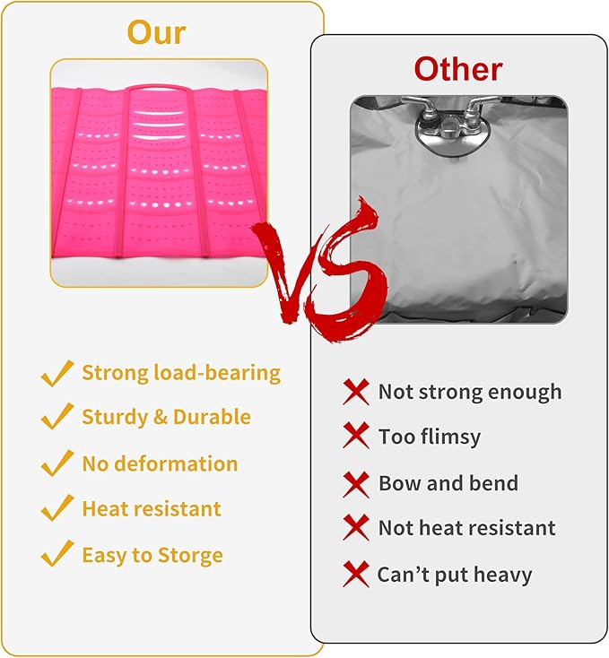 Mofason Large Bathroom Sink Makeup Mat Space Saver,Silicone Makeup Organizer Cover for Over Countertop,Small Bathroom Must Haves Accessories Rv Camper Travel Foldable Gadgets-Pink