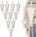 V Shaped Double-Sided Closet Organizer Hanger, 360° Rotating Multi-Layer Vertical Clothes Storage Rack with 12 Hooks, Space Saving Organizer for Hats, Scarves, Belts, Bags and Ties (10PC)