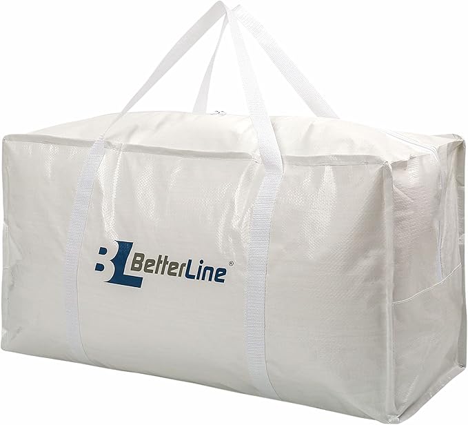 Heavy Duty Moving and Storage Bag - 29"x13"x15" Inches Tote with Reinforced Handles - Holds up to 65 lbs. - Tear and Water Resistant - Multi-Purpose and Foldable Double Zipper Polypropylene Bag