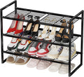 3 Tier Shoe Rack for Closet, 27 Inch Long Square Shoe Storage Organizer for Shelves, Heavy Duty Metal, Easy Assembly Stackable, Black