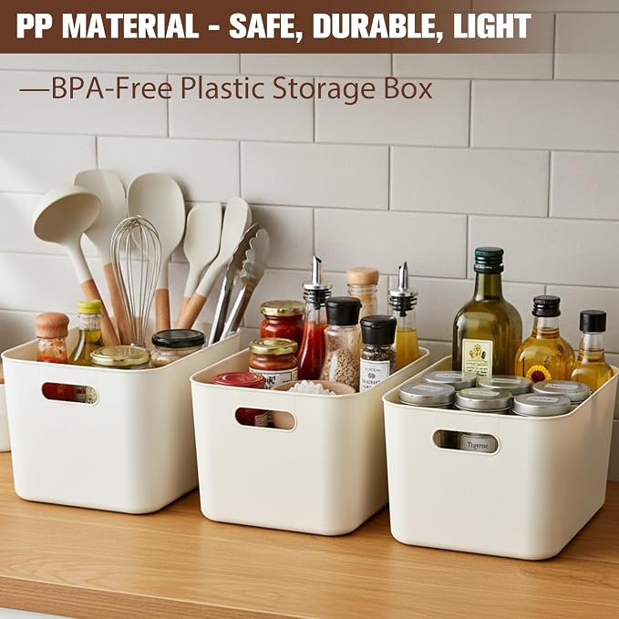 ANMINY 12PCS Plastic Storage Bins Containers with Lids, Large Storage Organization Bins Boxes, Lidded Plastic Storage Baskets for Closet Shelves Desktop, White Lids, 2XL + 4L + 2M + 4S